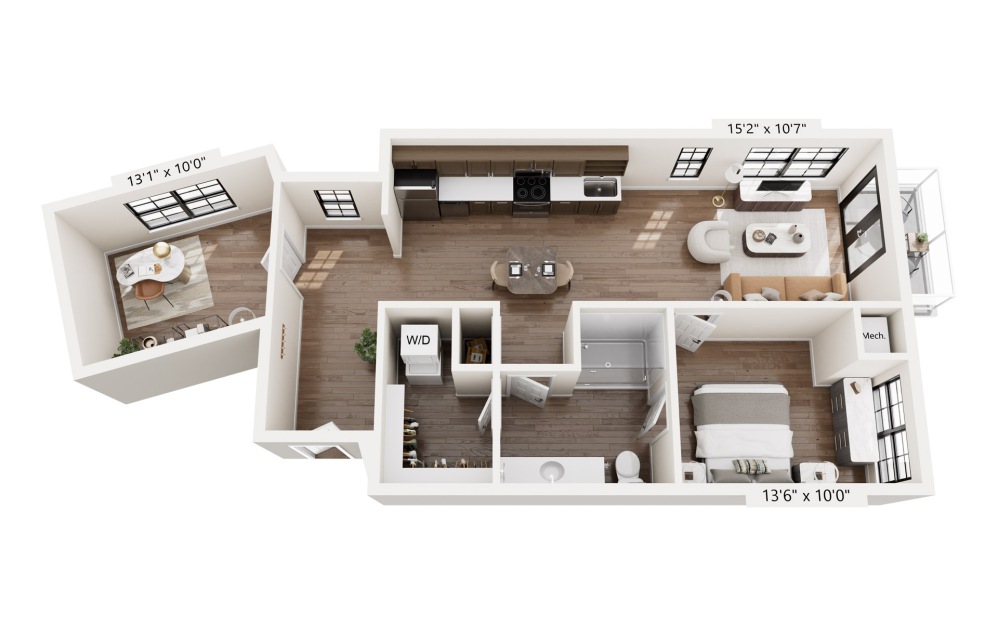 A2 - 1 bedroom floorplan layout with 1 bathroom and 853 square feet A2 - 1 bedroom floorplan layout with 1 bathroom and 853 square feet