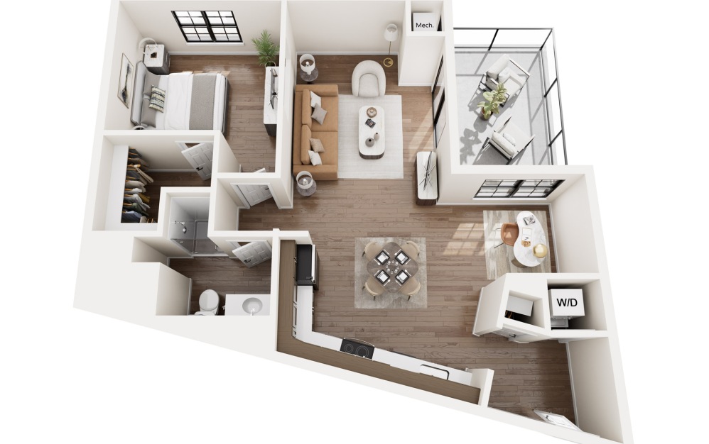 A3 - 1 bedroom floorplan layout with 1 bathroom and 905 square feet A3 - 1 bedroom floorplan layout with 1 bathroom and 905 square feet