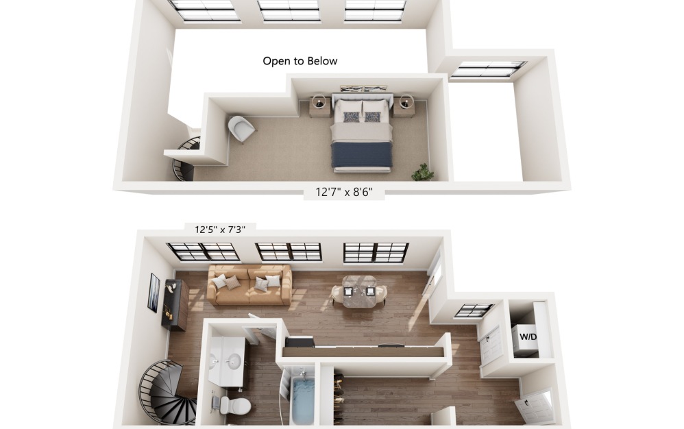 LW2 - 1 bedroom floorplan layout with 1 bathroom and 634 square feet LW2 - 1 bedroom floorplan layout with 1 bathroom and 634 square feet